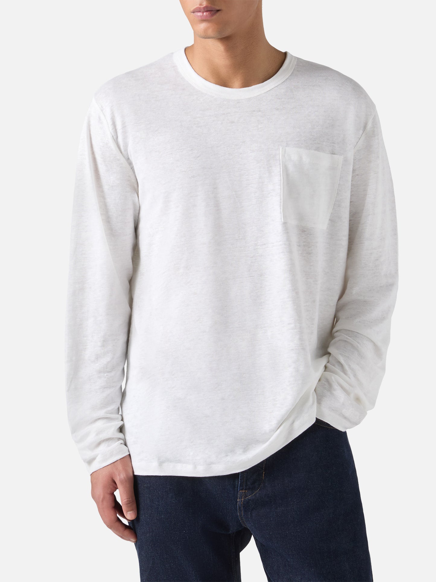 Man white linen jersey t-shirt Ecstasea with pocket