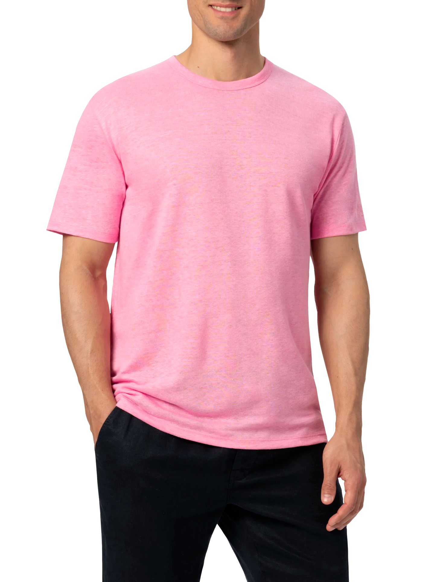 T-Shirt aus Leinenjersey in Blasenrosa Ecstasea