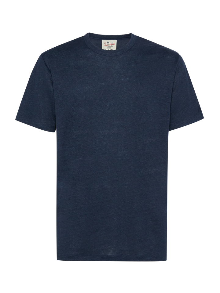 Marineblaues Leinenjersey-T-Shirt Ecstasea