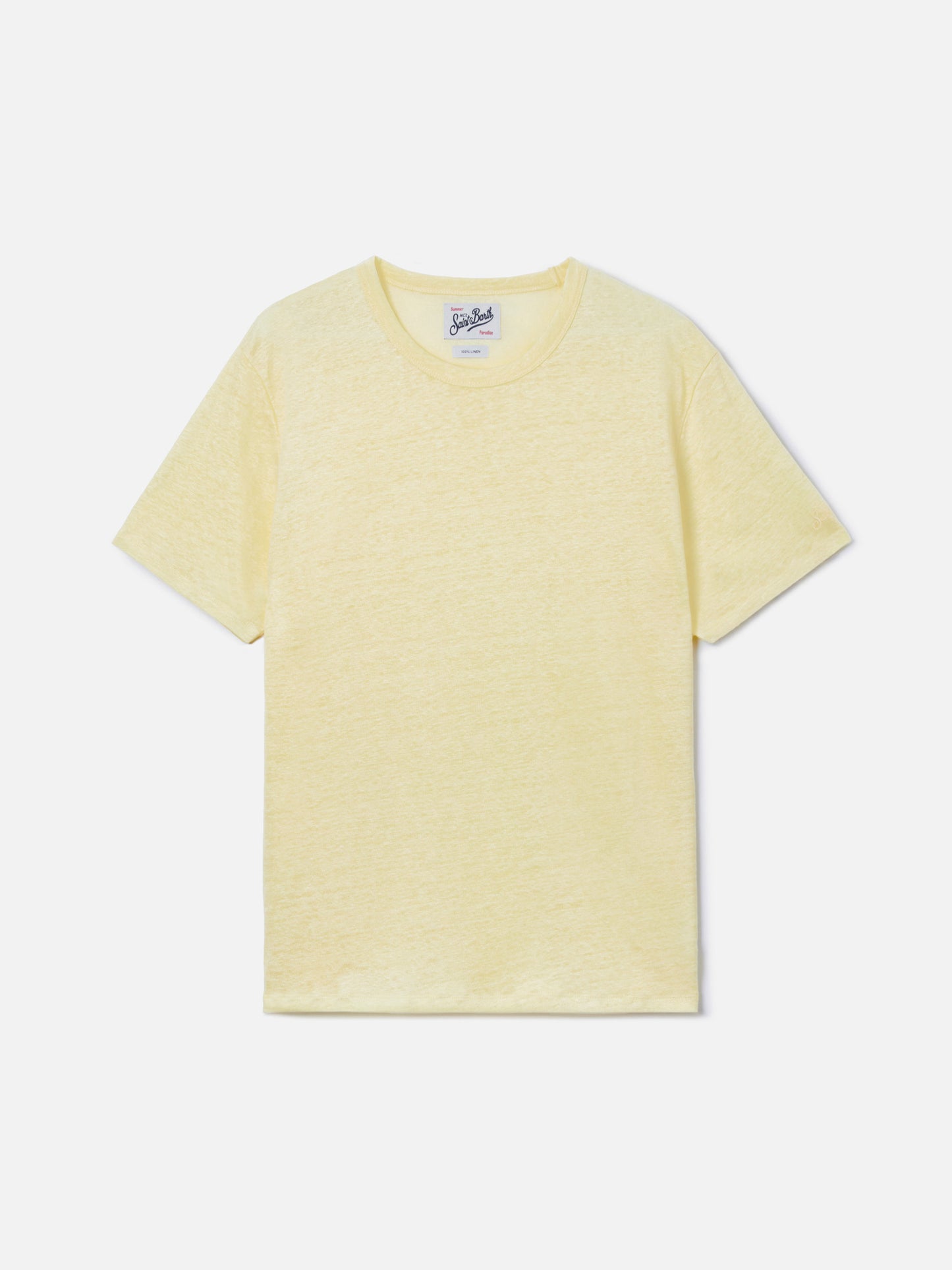T-shirt Ecstasea in puro lino giallo con logo ricamato