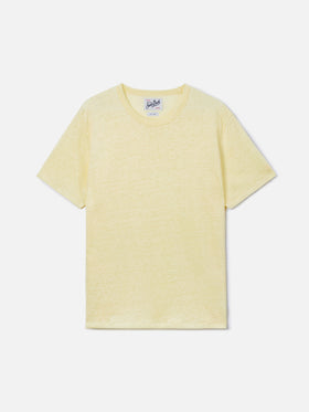 T-shirt Ecstasea in puro lino giallo con logo ricamato