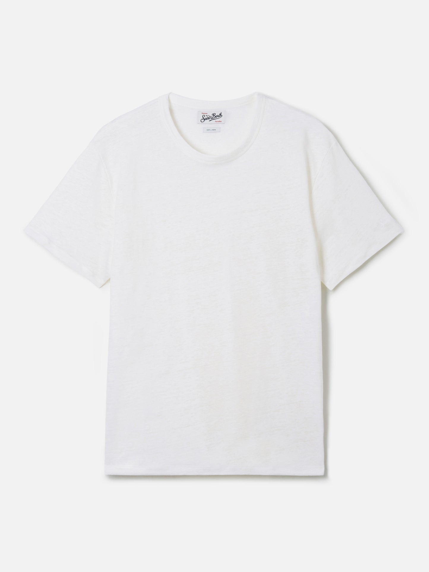 White Ecstasea pure linen t-shirt with logo embroidery