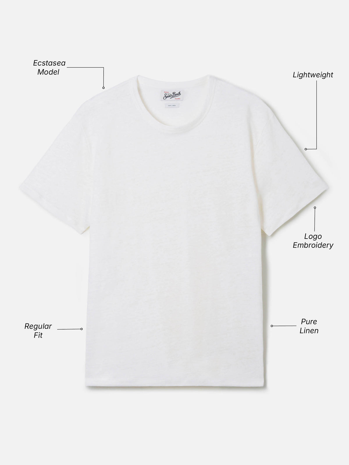 Camiseta White Ecstasea de lino puro con bordado del logo 