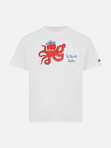 Eddy cotton t-shirt with octopus print and St. Barth Sailor embroidery