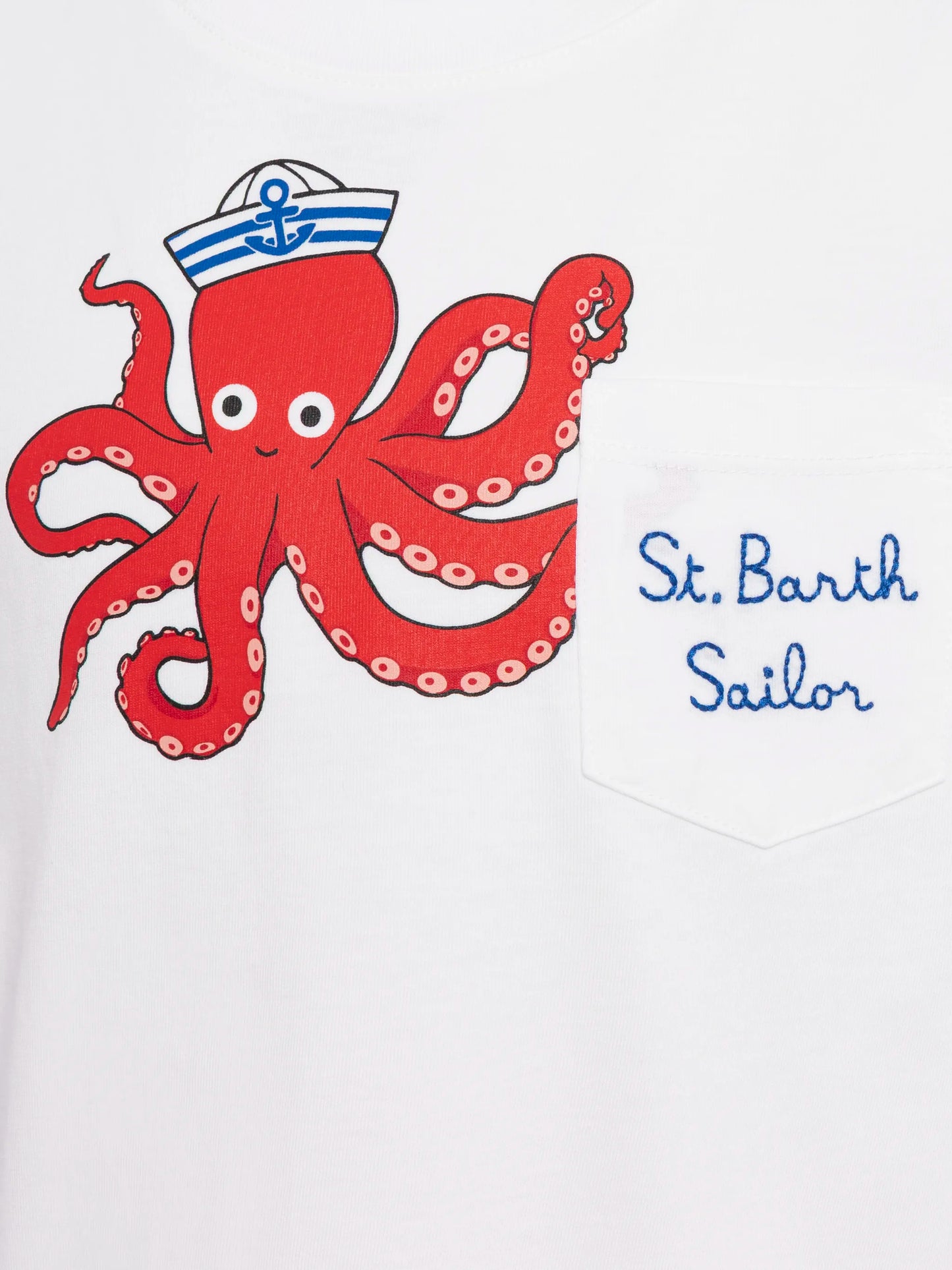 Baumwoll-T-Shirt Eddy mit Oktopus-Print und St. Barth Sailor-Stickerei