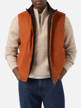 Gilet Edgar orange ciré avec doublure teddy 