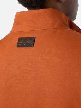 Gilet Edgar orange ciré avec doublure teddy 