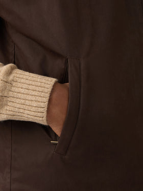 Brown Edgar waxed vest with teddy lining