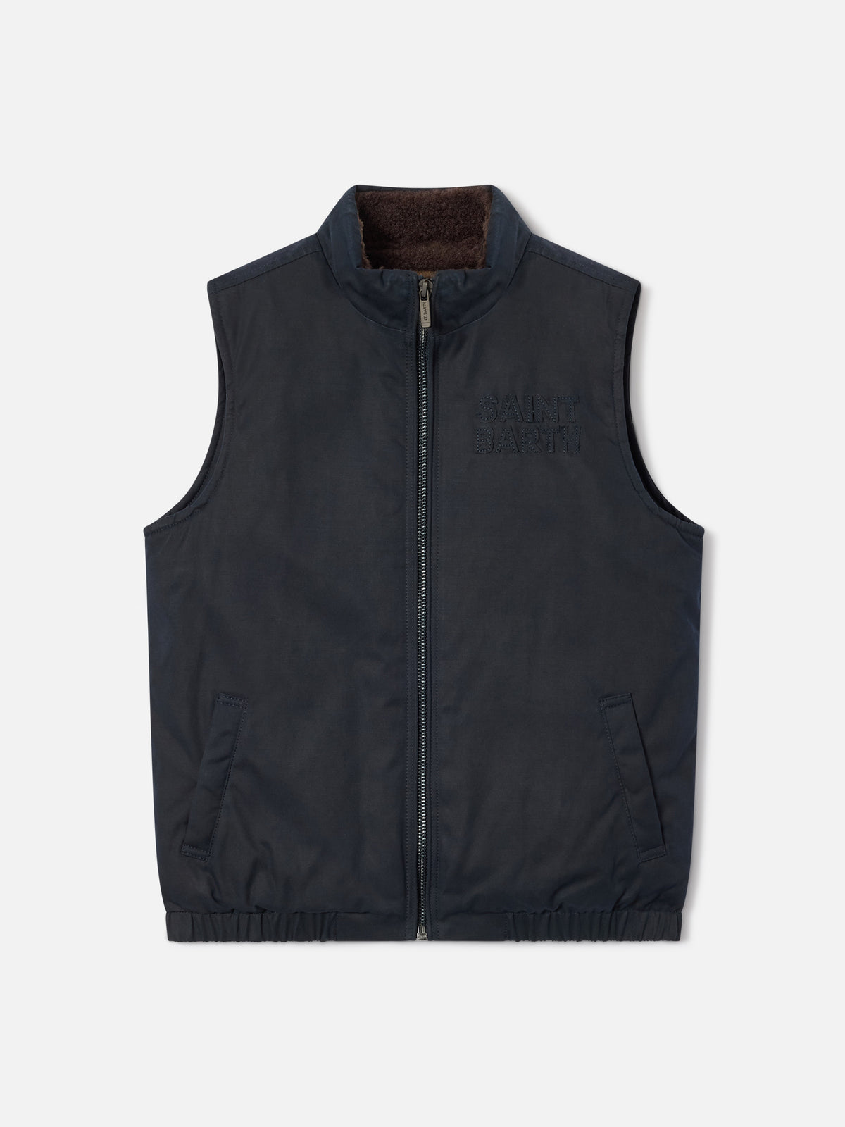 Chaleco encerado Edgar Navy blue con cuello de pana 