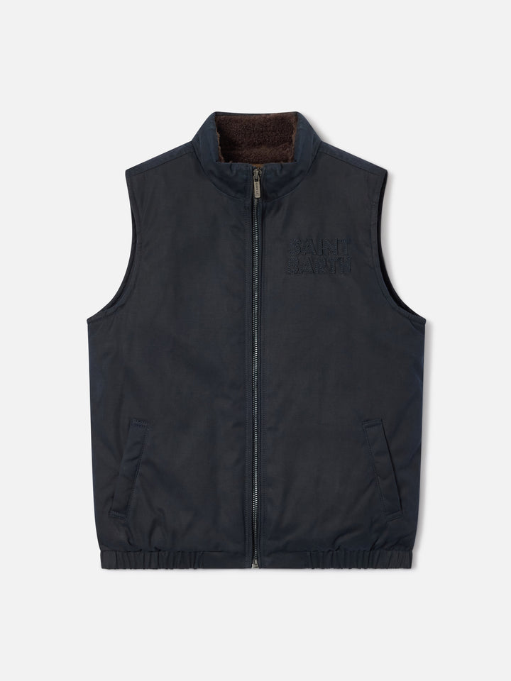 Chaleco encerado Edgar Navy blue con cuello de pana 