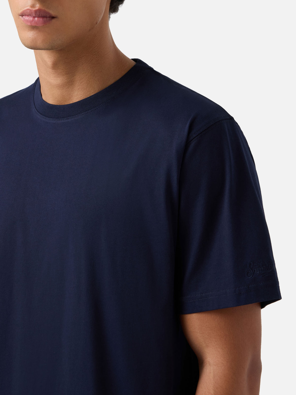 Marineblaues blue T-Shirt aus reiner Baumwolle 