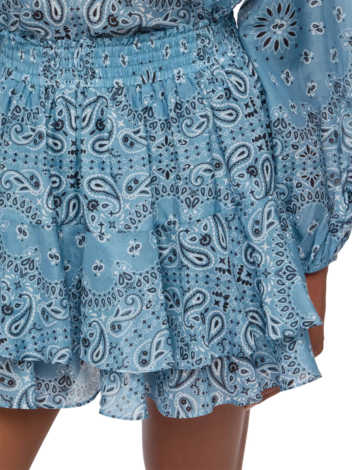 Eivissa mini gonna arricciata in voile di seta con stampa bandana