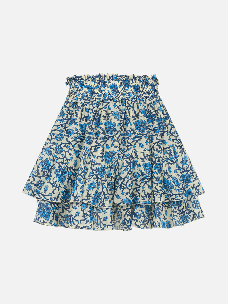 Woman silk voile ruffled mini skirt Eivissa