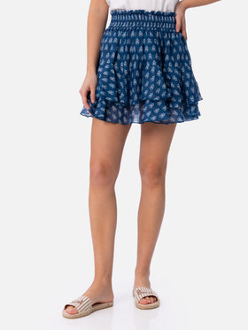 Woman silk voile ruffled mini skirt Eivissa