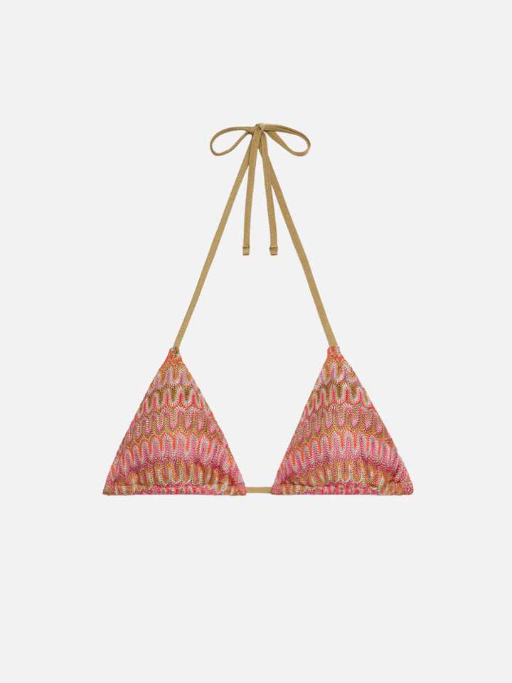 Seline triangle top in orange raschel fabric