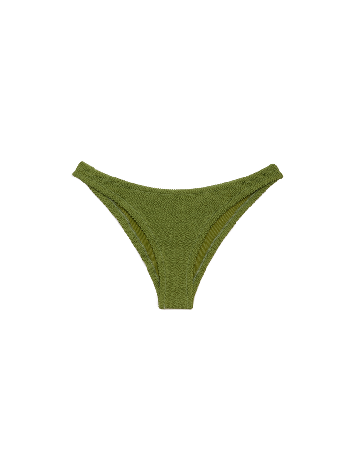Klassische militärgrüne Crinkle-Badehose „Elise“ – klassisches militärgrünes Crinkle-Bralette-Oberteil „Naima“