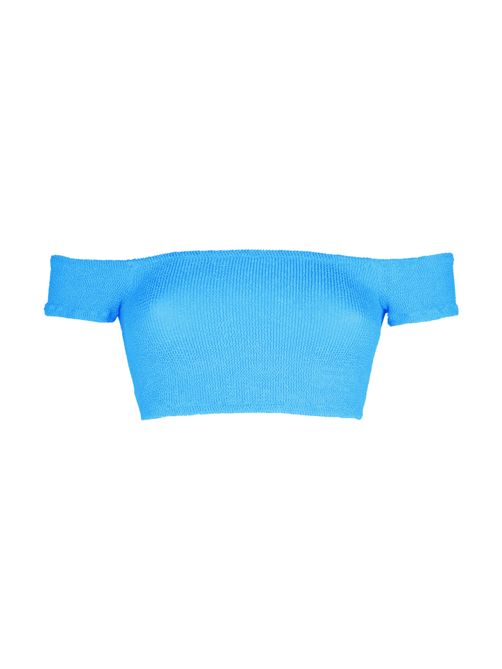 Woman crinkle wide shoulder strap top swimsuit