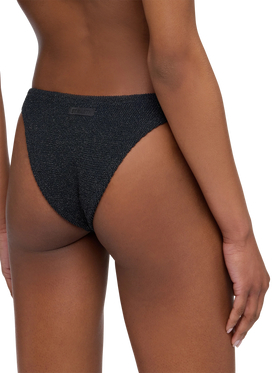 Klassische schwarze Badehose aus Crinkle-Lurex „Elise“ – schwarzes Bandeau-Top aus Crinkle-Lurex „Yulia“