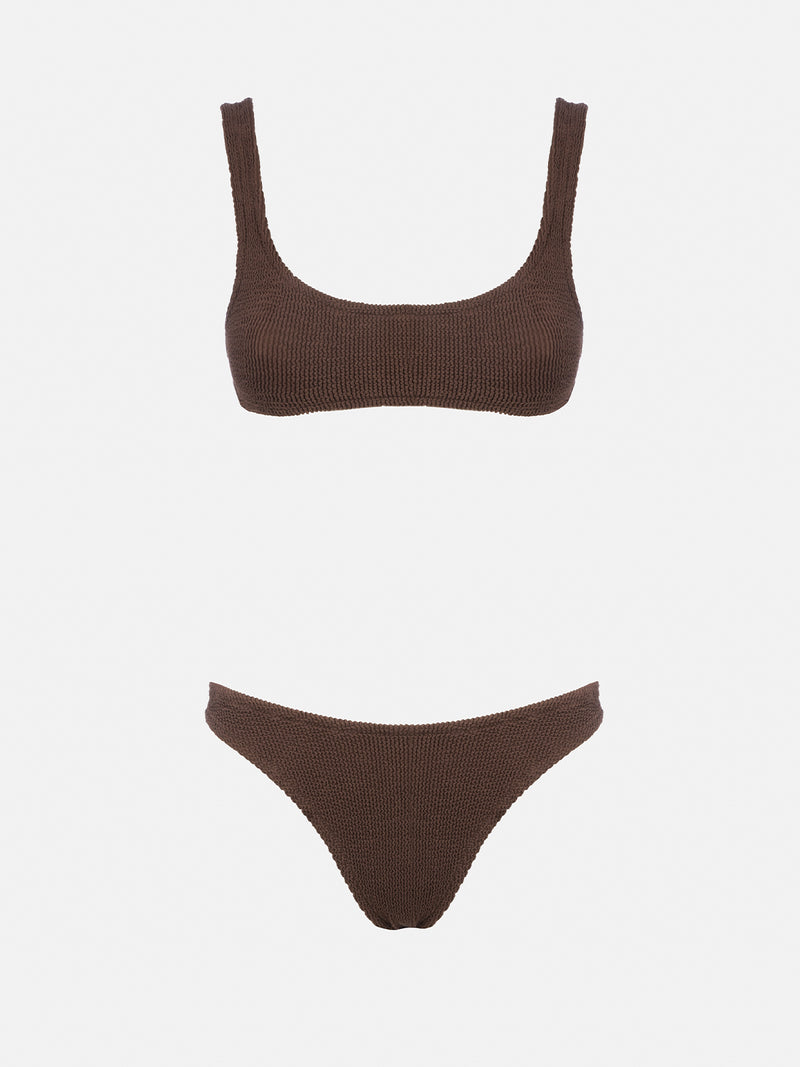 Brauner Crinkle-Bralette-Bikini für Damen Naima Elise