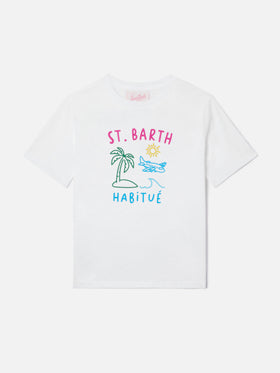 Portland Jr T-Shirt mit Habitué-Stickerei auf der Vorder- und Rückseite 