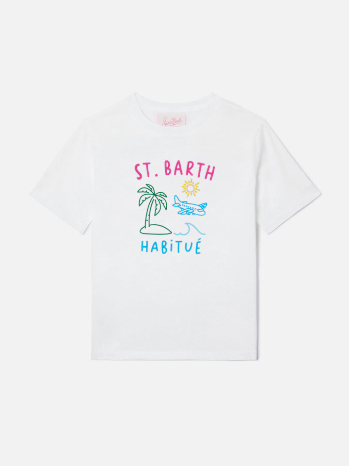 Portland Jr T-Shirt mit Habitué-Stickerei auf der Vorder- und Rückseite 