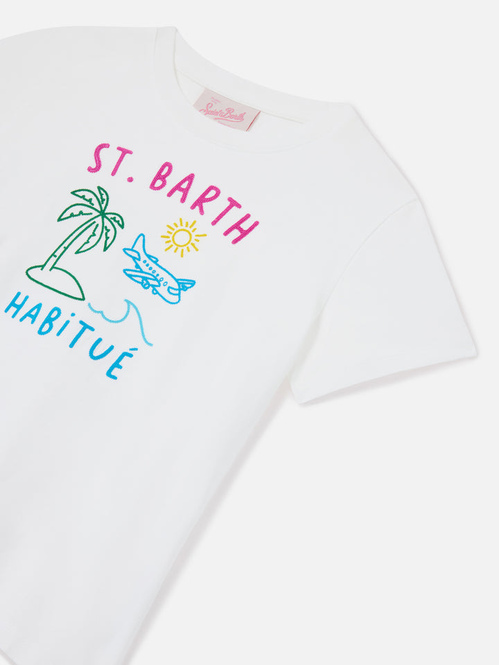 Portland Jr T-Shirt mit Habitué-Stickerei auf der Vorder- und Rückseite 
