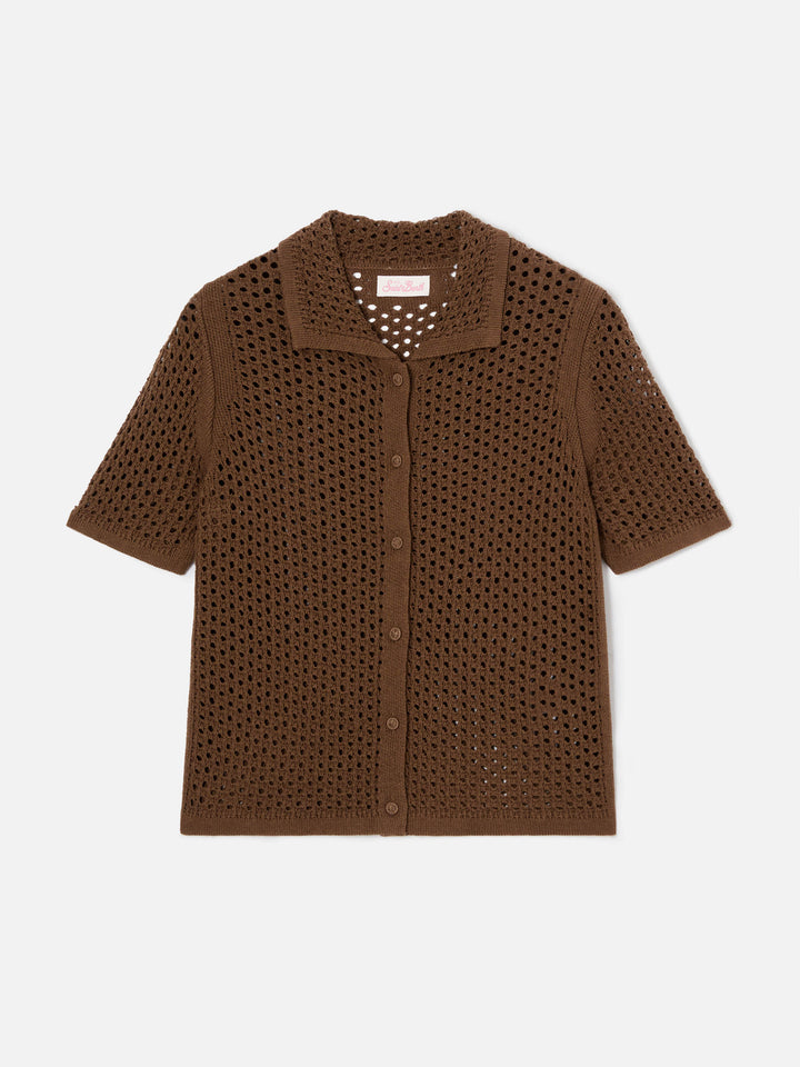 Brown Elowen cardigan in crochet