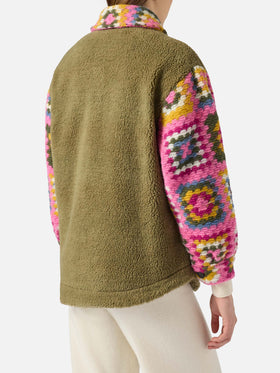 Sovracamicia da donna in sherpa con dettagli crochet