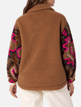 Elys sherpa overshirt with ethnic print