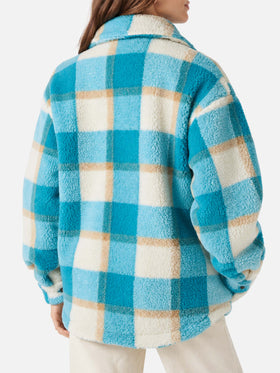 Overshirt Elys in sherpa con fantasia tartan 