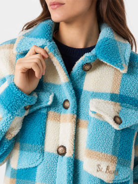 Overshirt Elys in sherpa con fantasia tartan 