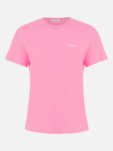 T-shirt girocollo in jersey di cotone rosa da donna Emilie