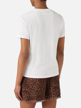 T-shirt Emilie bianca con ricamo Gin-namorata