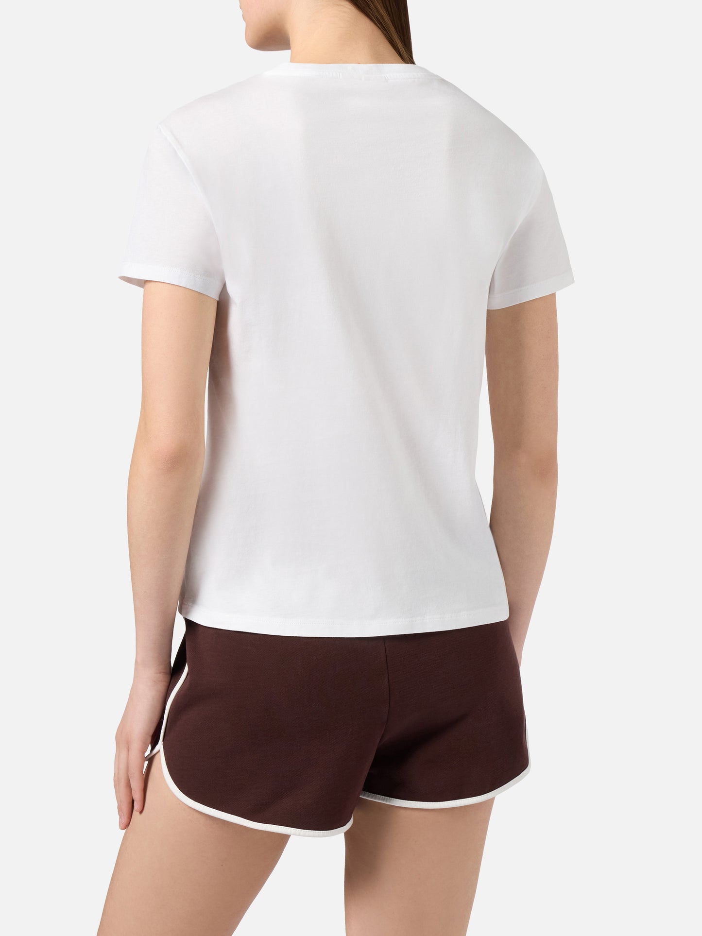 T-shirt Emilie bianca con patch logo animalier ricamata