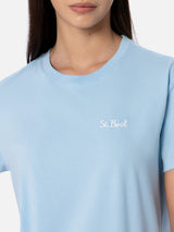 Woman light blue cotton jersey crewneck t-shirt Emilie