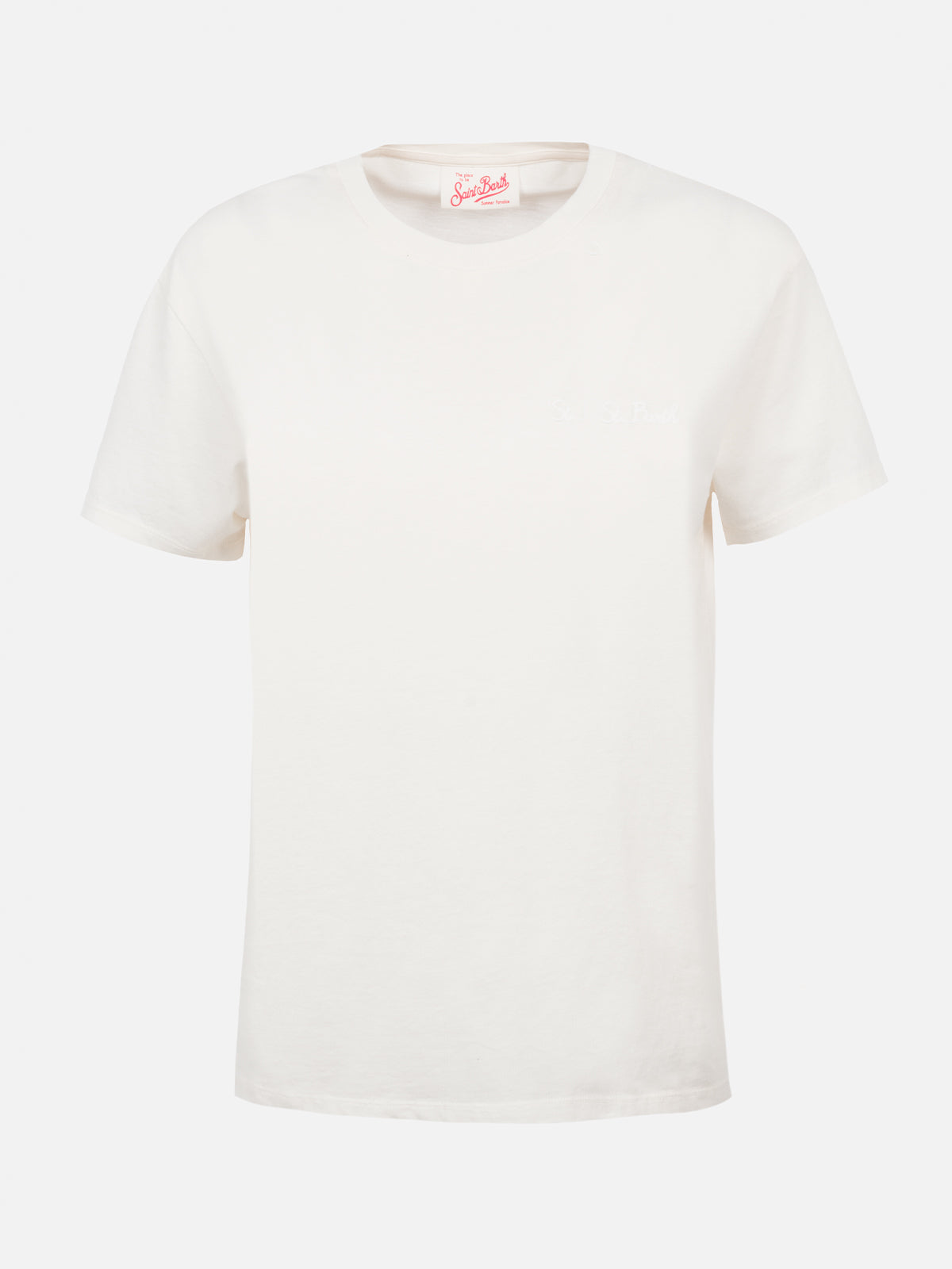 Woman off-white cotton jersey crewneck t-shirt Emilie - MC2 Saint Barth