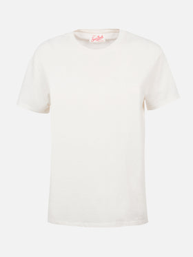 Woman off-white cotton jersey crewneck t-shirt Emilie - MC2 Saint Barth