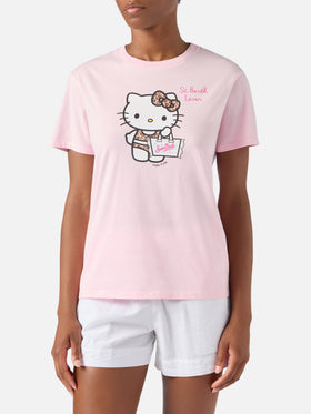 Pink Emilie T-shirt with Hello Kitty print and St. Barth Lover embroidery | Special edition