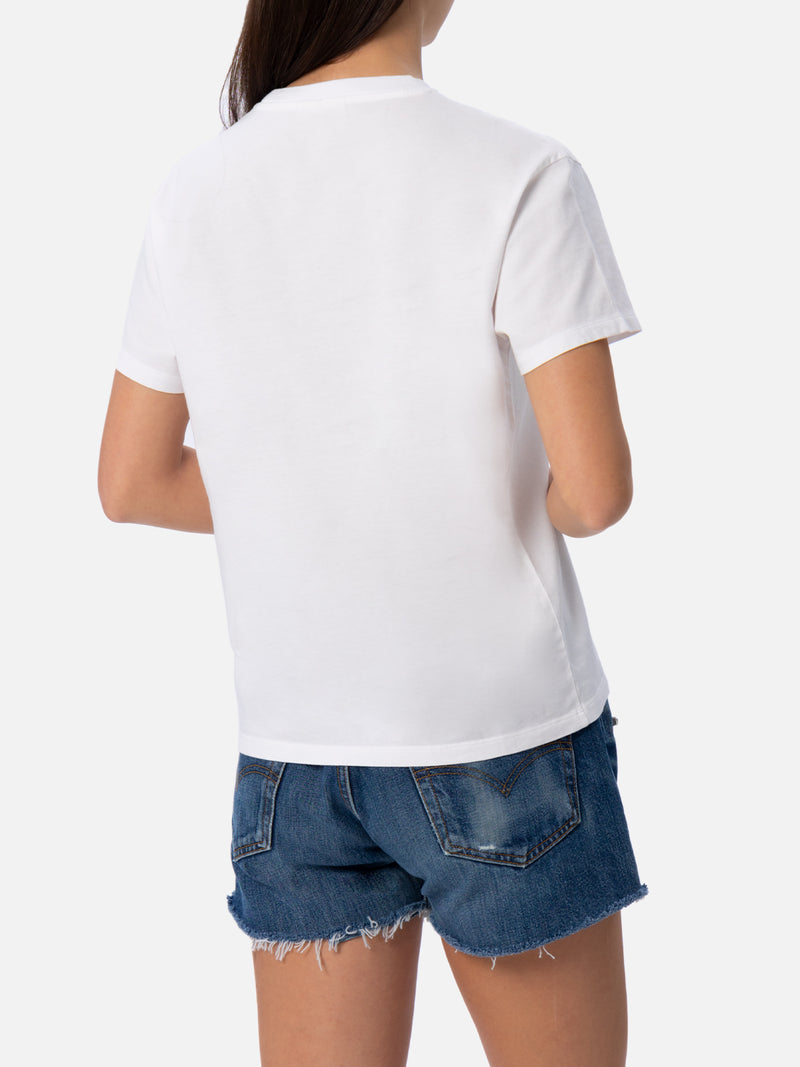T-shirt da donna girocollo Emilie in jersey di cotone con ricamo Misstufo Facilmente
