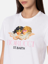 Woman cotton jersey crewneck t-shirt Emilie with Fiorucci Angels placed print | FIORUCCI SPECIAL EDITION