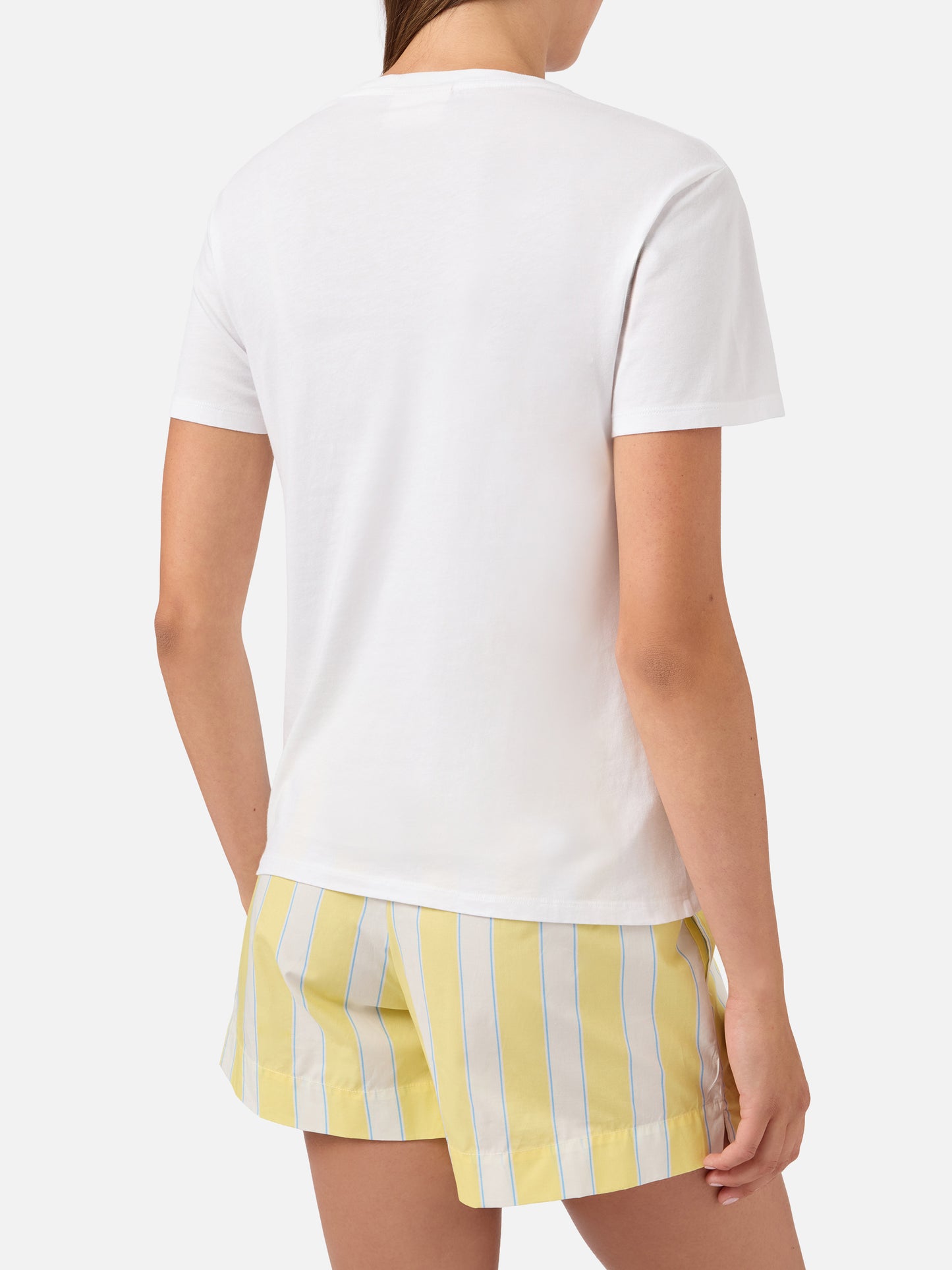 T-shirt Emily blanc avec broderie strass Sotto al Sole di St. Barth 