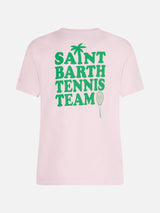 T-shirt rosa in cotone con stampa "St Barth tennis team"