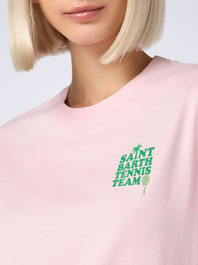 Pink Cotton t-shirt with St Barth tennis team print - MC2 Saint Barth