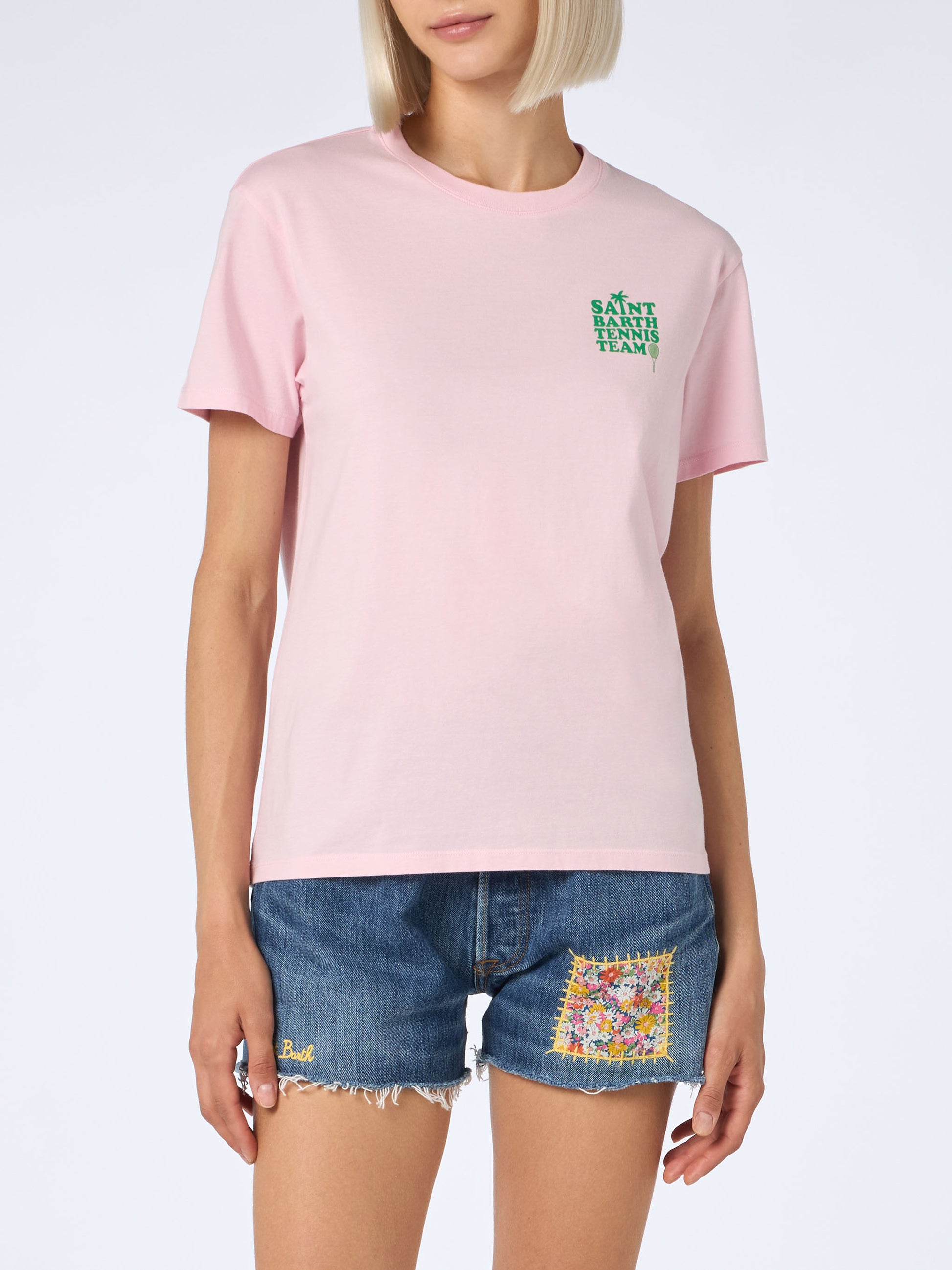 Pink Cotton t-shirt with St Barth tennis team print - MC2 Saint Barth