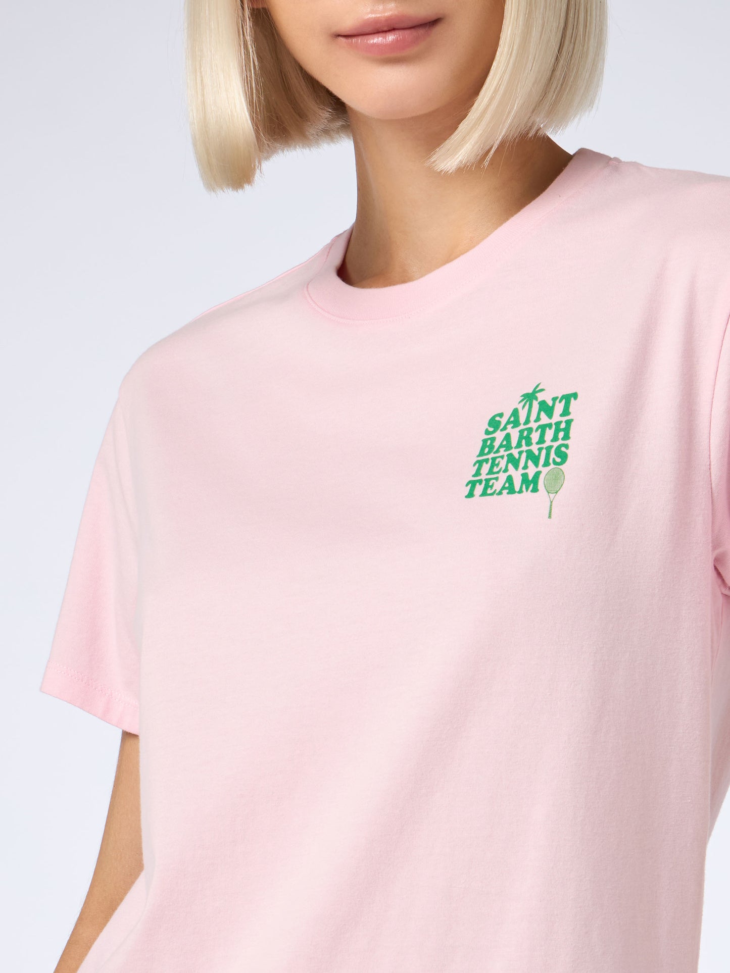 Pink Cotton t-shirt with St Barth tennis team print - MC2 Saint Barth