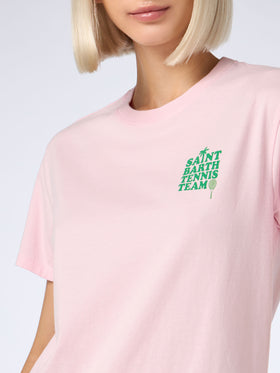 Pink Cotton t-shirt with St Barth tennis team print - MC2 Saint Barth
