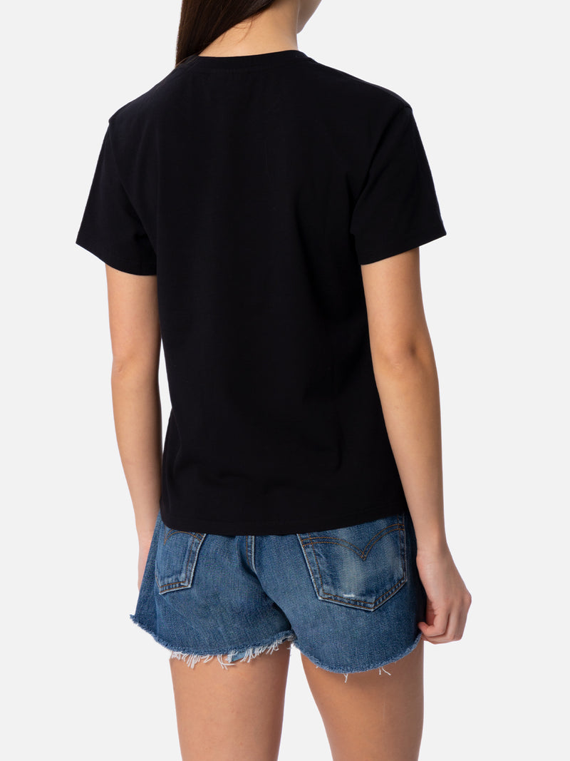 T-shirt da donna girocollo Emilie in jersey di cotone con ricamo di strass Saint Barth