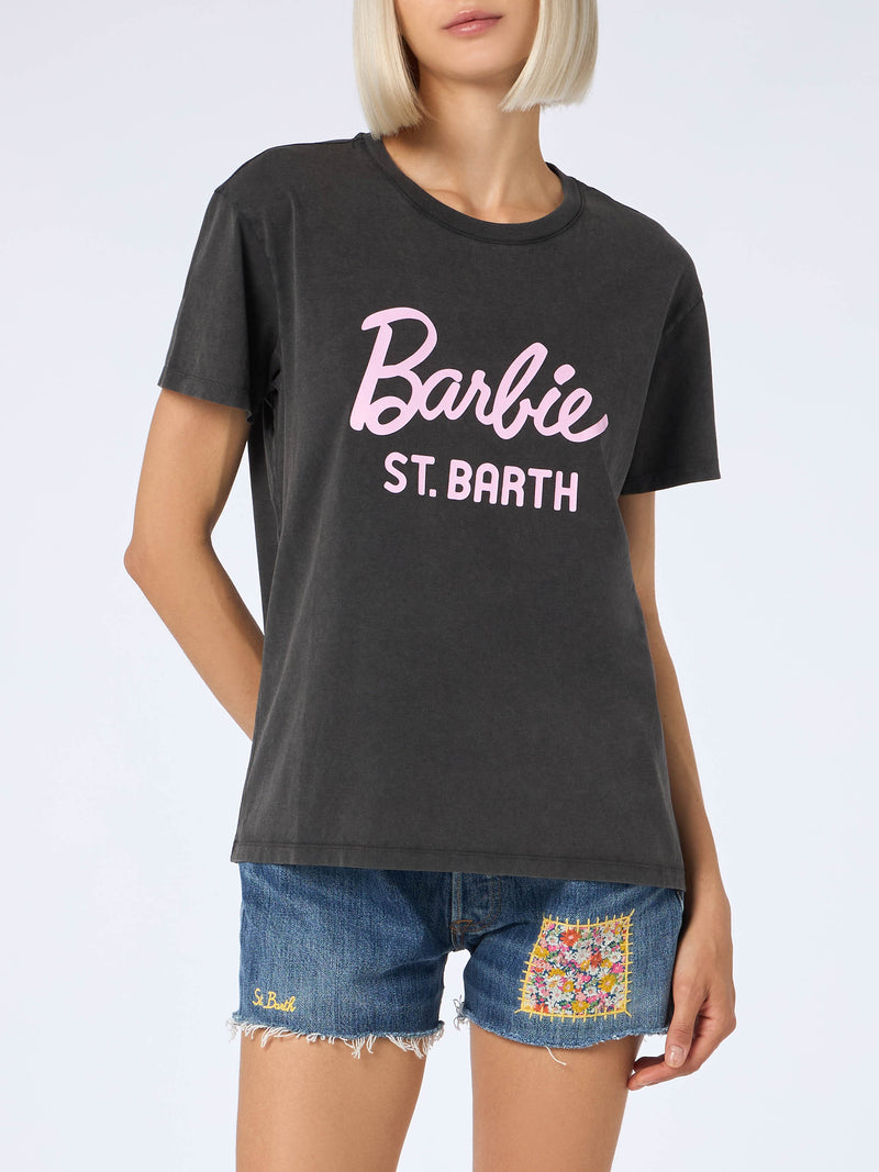 T-shirt girocollo in jersey di cotone da donna Emilie con stampa Barbie St. Barth | BARBIE SPECIAL EDITION