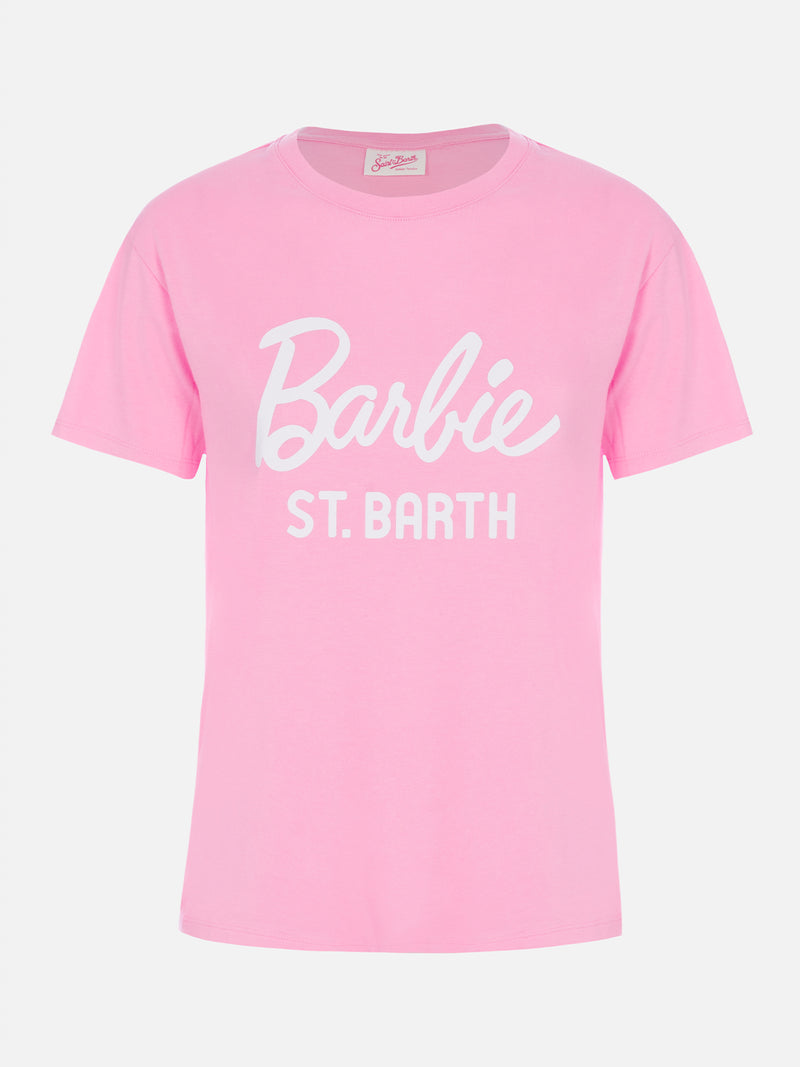 Woman cotton jersey crewneck t-shirt Emilie with Barbie St. Barth print | BARBIE SPECIAL EDITION