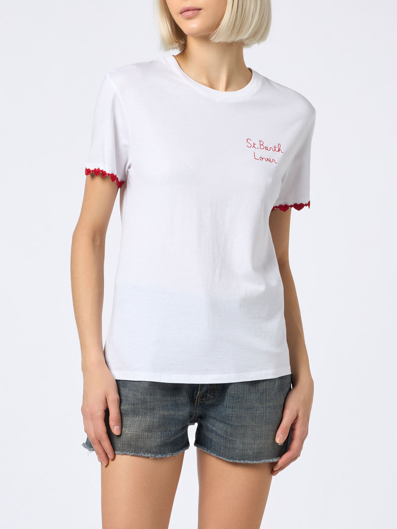 T-shirt da donna girocollo Emilie in jersey di cotone con ricamo St. Barth Lover